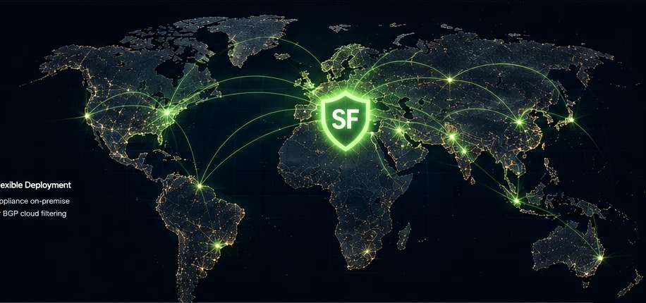 ScamFilter network visualization across a world map